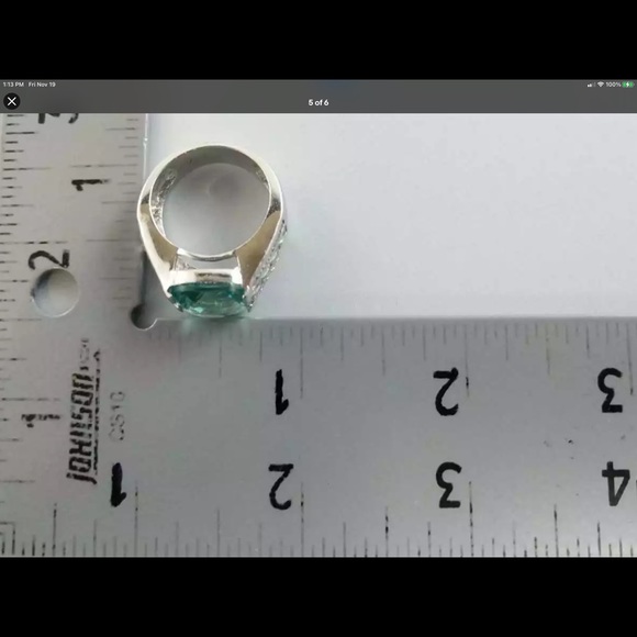 Designer Marked FAS Suspended Blue White 925 Sterling Silver Size 8 Gorgeous - Picture 5 of 6